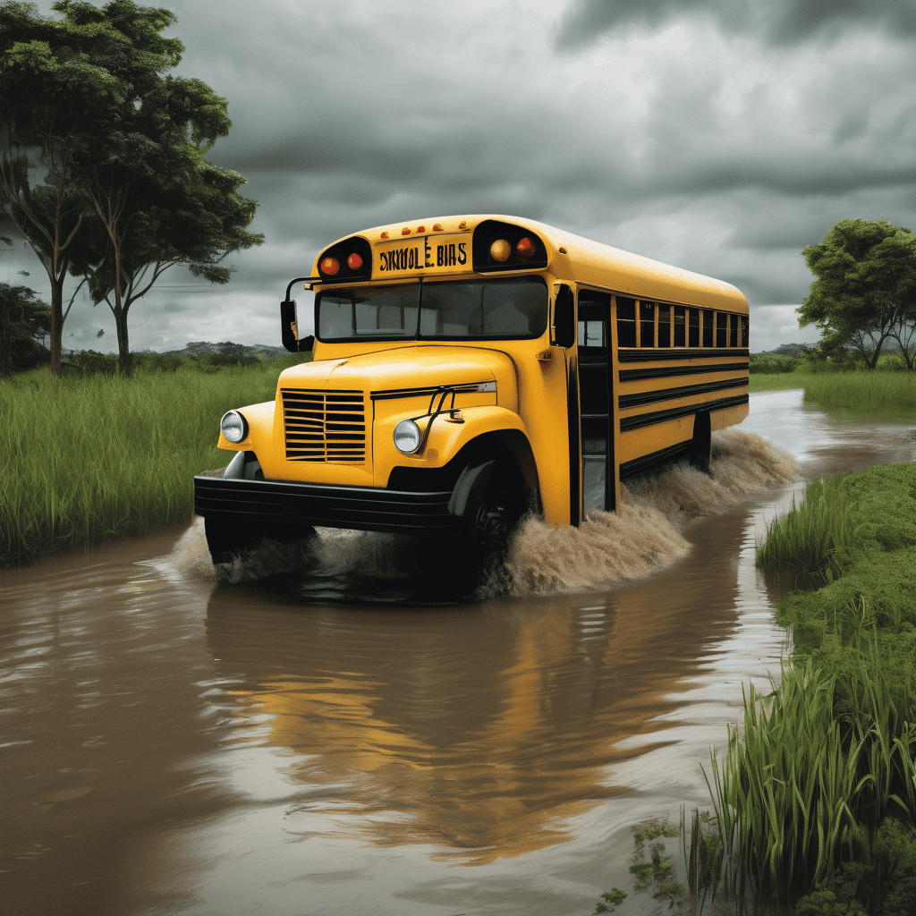 Surging Floodwaters Trap School Bus as Community Races to Evacuate Children