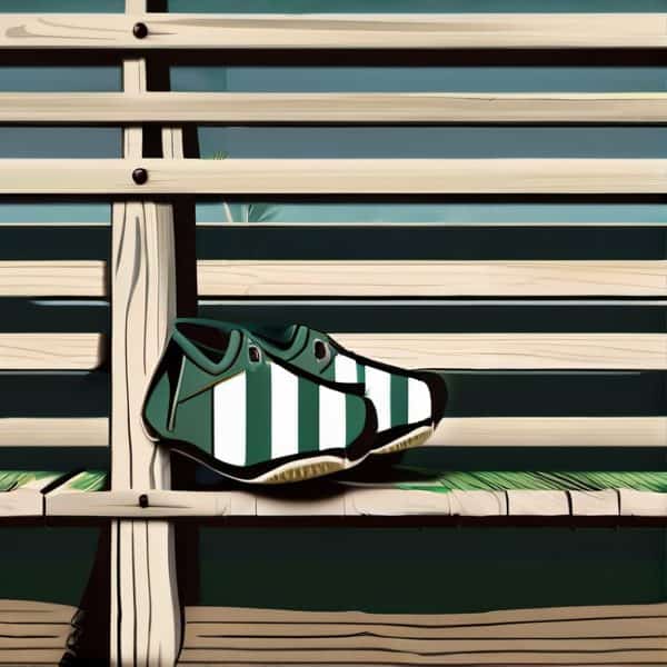 Nike Air Max 270 sneakers on a bench with a modern background.