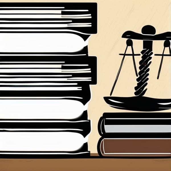 Illustration of legal books and scales of justice symbolizing law and legal practice.