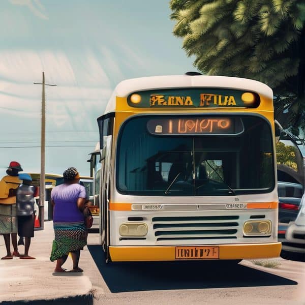 Public bus in Suva, Fiji ready for passengers.