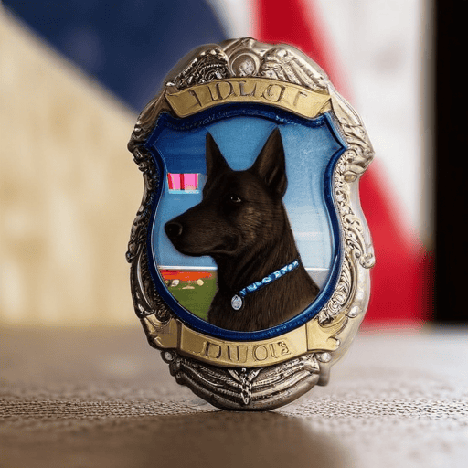 Illustration of 6 police dogs and handlers honoured