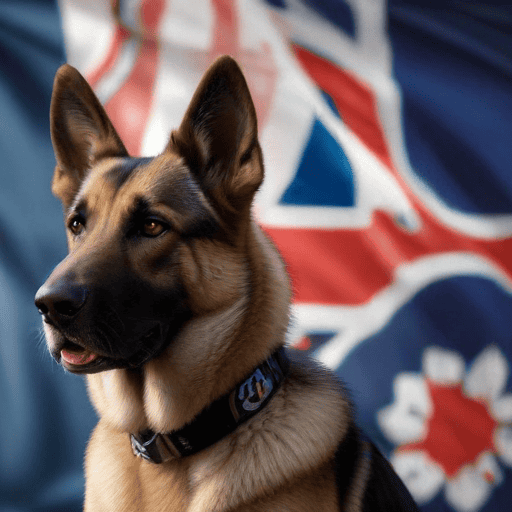 Illustration of 6 police dogs and handlers honoured