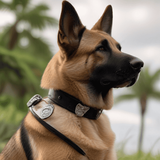 Illustration of 6 police dogs and handlers honoured