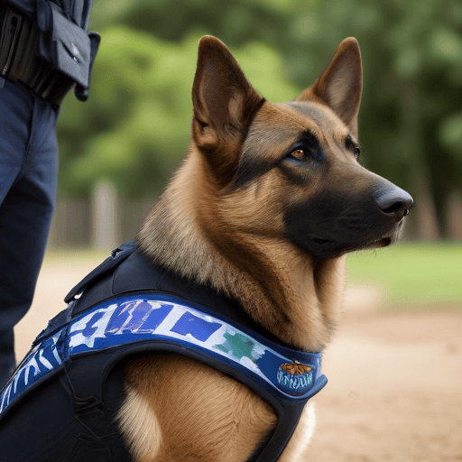 Illustration of 6 police dogs and handlers honoured