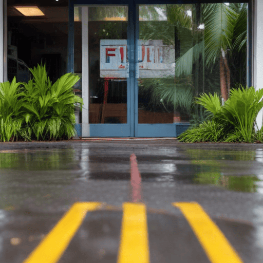 Illustration of Businesses in West Affected by Flooding