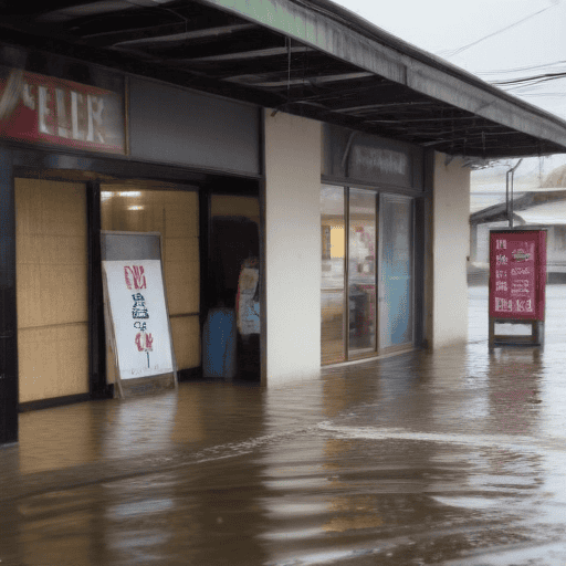 Illustration of Businesses in West Affected by Flooding