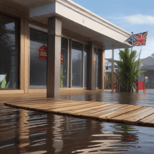 Illustration of Businesses in West Affected by Flooding