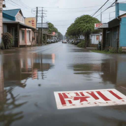 Illustration of Businesses in West Affected by Flooding