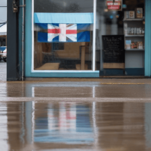 Illustration of Businesses in West Affected by Flooding