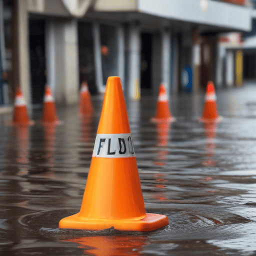 Illustration of Businesses in West Affected by Flooding