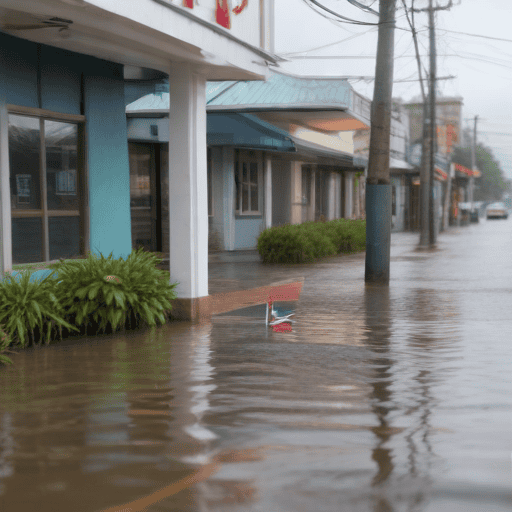 Illustration of Businesses in West Affected by Flooding