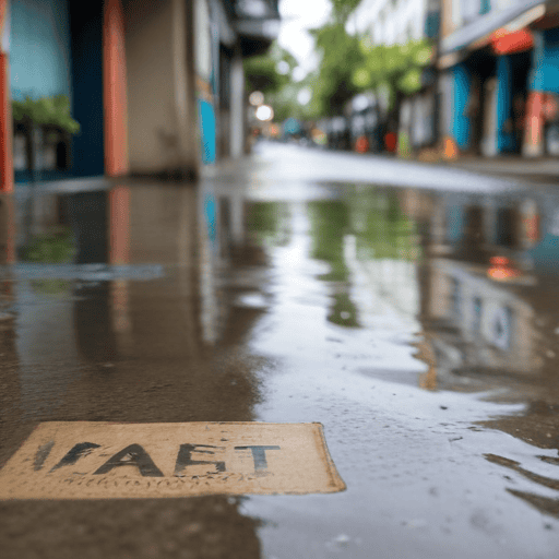 Illustration of Businesses in West Affected by Flooding