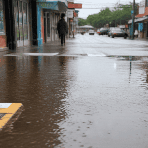 Illustration of Businesses in West Affected by Flooding