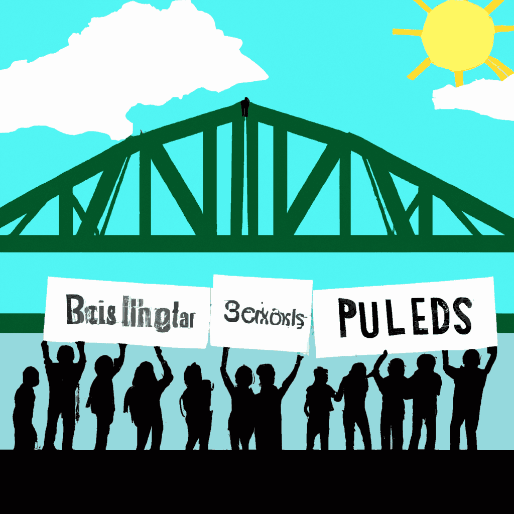 Illustration of Community Rallies to Build Bridge