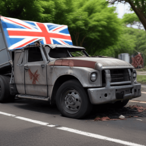 Illustration of Driver dies after truck laden with gravel overturns