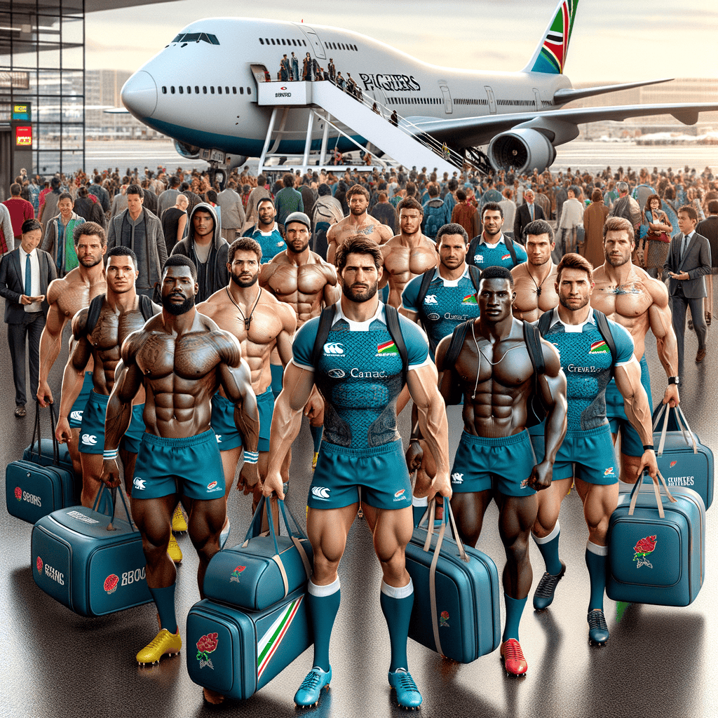 Illustration of Fiji 7s team departs for Olympics