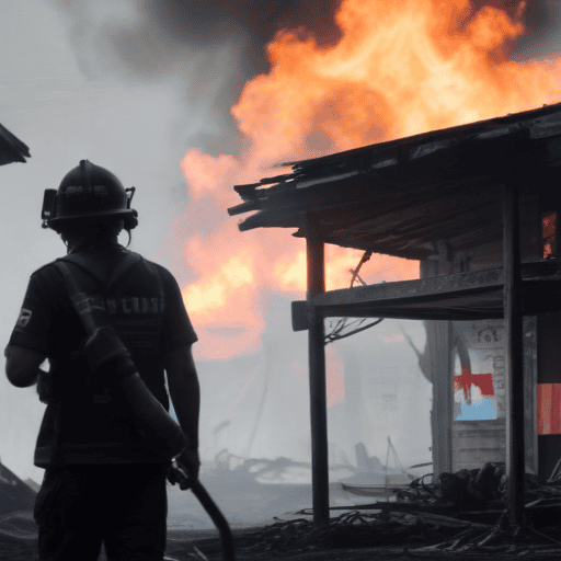 Illustration of Fire Destroys Cuvu Shopping Complex