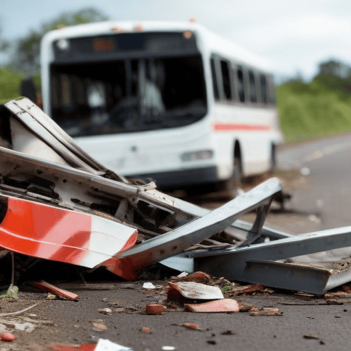 Illustration of Four-Wheel Vehicle Rams Bus, 18 Injured