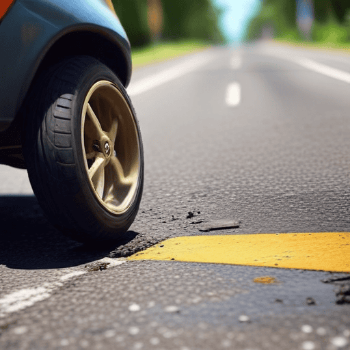 Illustration of Hard bump through pothole throws child from back tray of carrier to his death