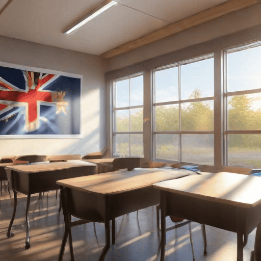 Illustration of New school building for students