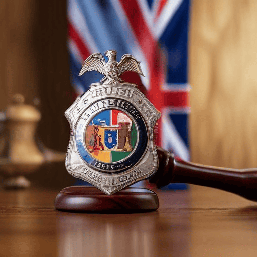 Illustration of Officer charged for assault, in Court