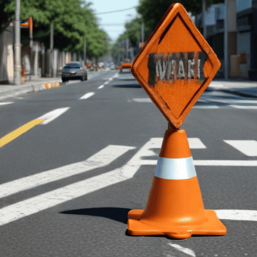 Illustration of On-going pavement works underway