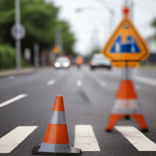 Illustration of On-going pavement works underway