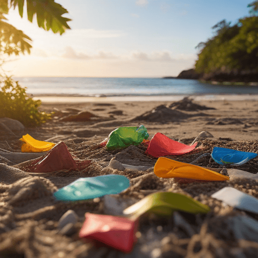 Illustration of Plastic wastes threat ocean