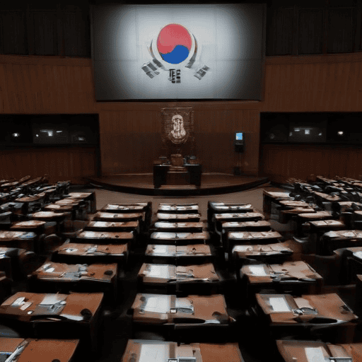Illustration of Political tension in South Korea as martial law declared