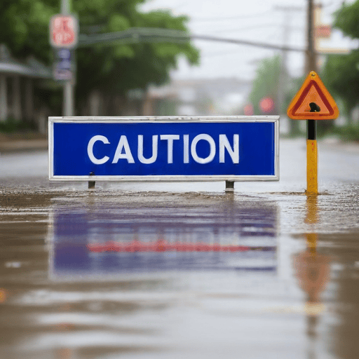 Illustration of River bursts banks