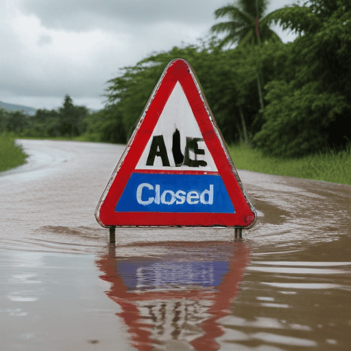 Illustration of Road closures in Western and Northern Divisions