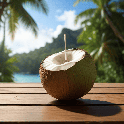 Illustration of Senibiau team sells coconut to fund trip