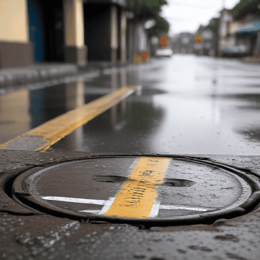 Illustration of Serious safety concern | Uncovered manhole a problem for drivers, pedestrians