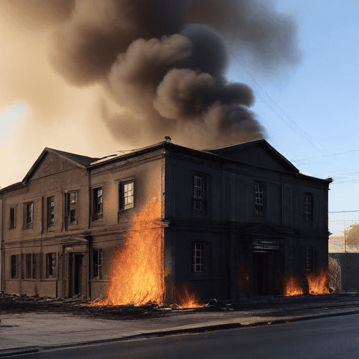 Illustration of Several classrooms and staff room destroyed at John Wesley College