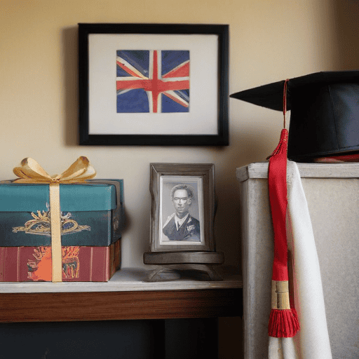 Illustration of Son Dedicates Master’s Degree to Father’s Sacrifices