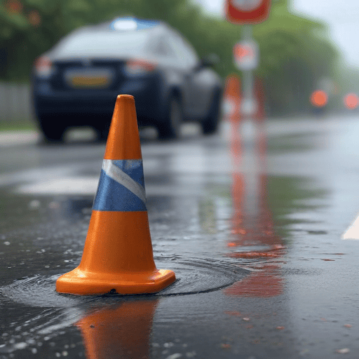 Illustration of Splashing water on vehicles and drivers is a crime