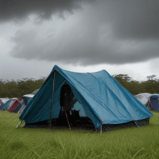 Illustration of Students brave the rain