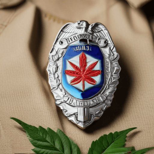 Illustration of Suspect in police custody for possession of illicit drugs