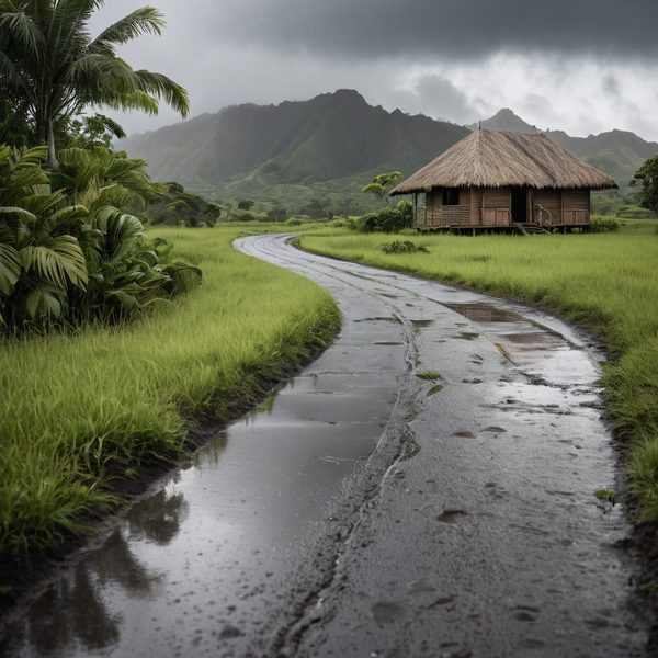 Illustrative image related to April 16, 2026: Fiji forecasts heavy showers and thunderstorms with flash-flood risk as trough lingers, with winds strengthening from tomorrow.