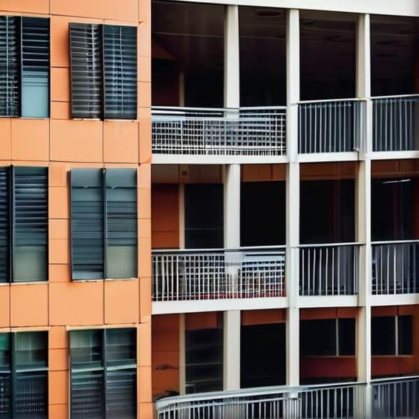 Bright apartment building with balconies and colorful exterior in Fiji.