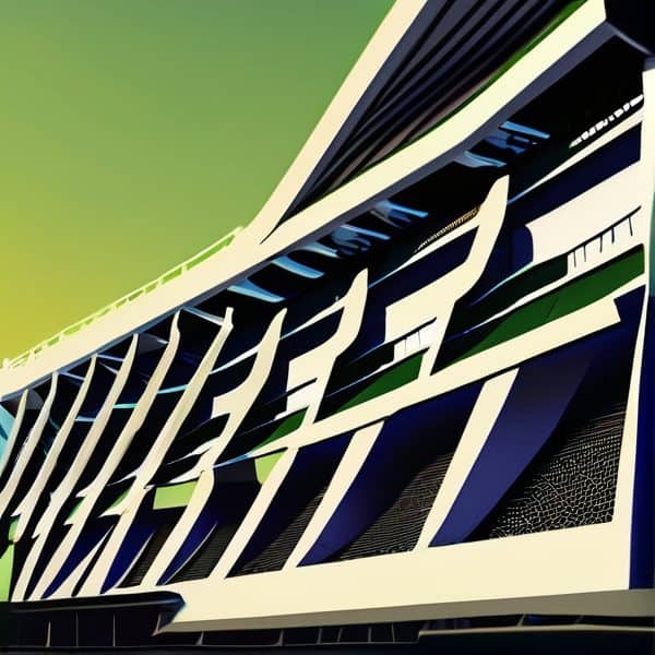 Modern architectural building with unique design elements.