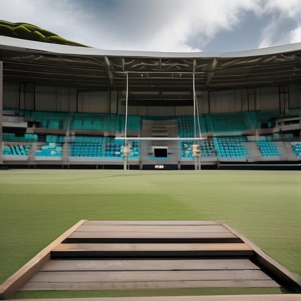 Modern Fiji stadium with seating and field ready for sports events.