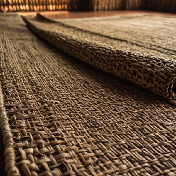 Fiji woven bamboo mat, traditional craftsmanship, natural materials, local artisan work.