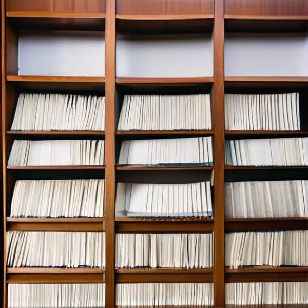 Organized filing cabinets filled with documents and files.