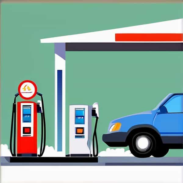 Electric vehicle charging station with a blue car at a modern charging point.