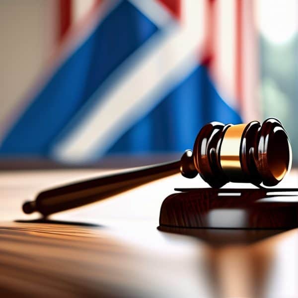 Gavel and legal books symbolizing law and justice.