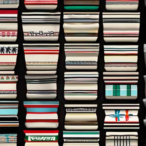 Magazine stack with colorful covers and spines.