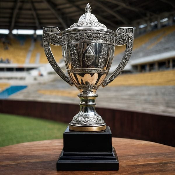 Trophy award for sports achievement at Fiji stadium.