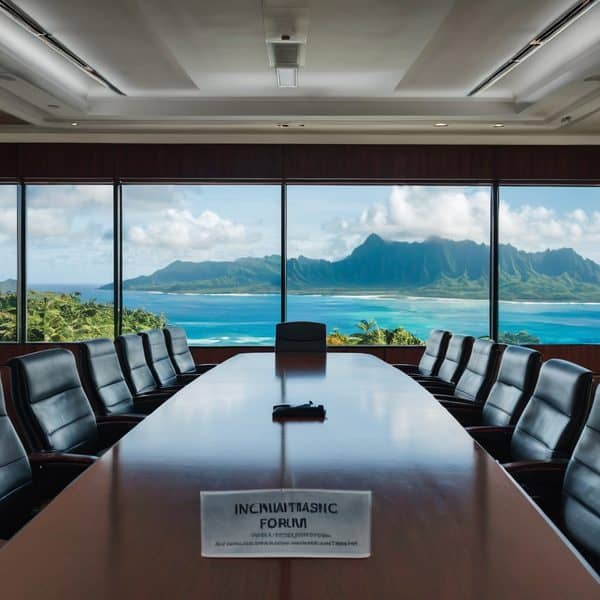 Conference room with ocean view in Fiji.