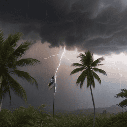 Illustration of Severe thunderstorm and heavy rainfall warning issued for parts of Fiji